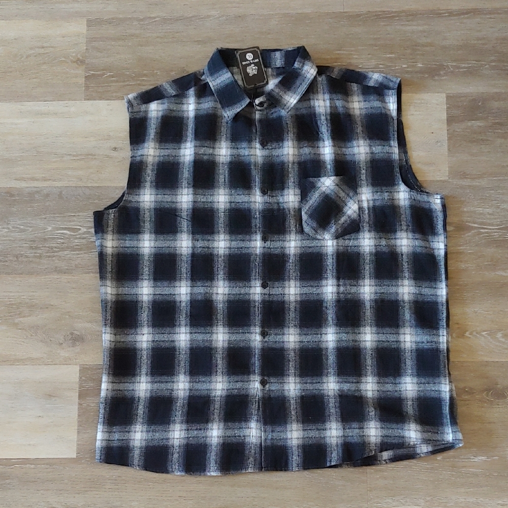 NWT Devil King New Wave Street Culture Men's Sleeveless Button Down Black XXL